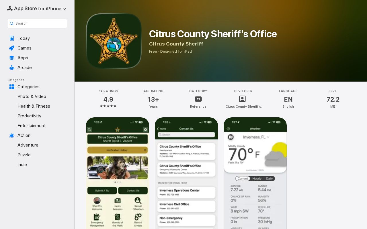 Official Citrus County Sheriff recent arrest mobile app record route